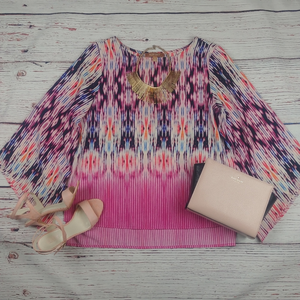 Vibrant Ellen Tracy Bell Sleeved Blouse